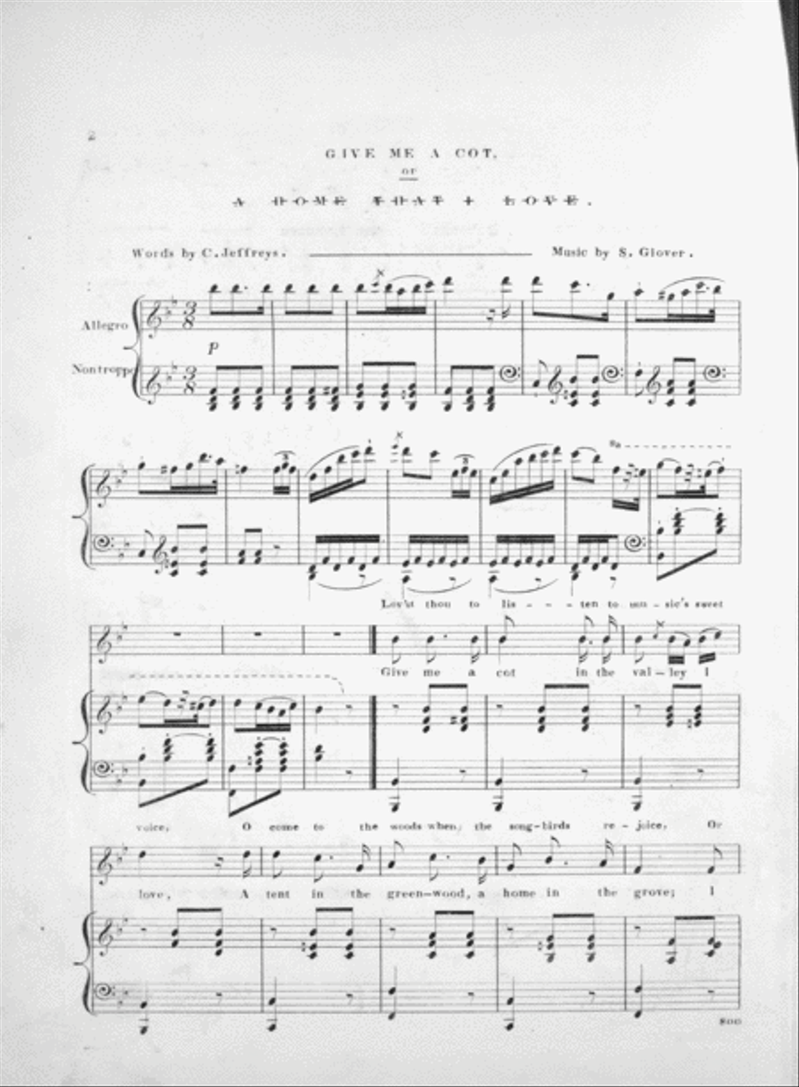 Give Me a Cot, or, A Home That I Love. A Popular Ballad Voice scores gallery preview page 2
