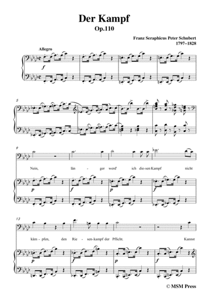 Schubert-Der Kampf,Op.110,in f minor,for Voice&Piano image number null
