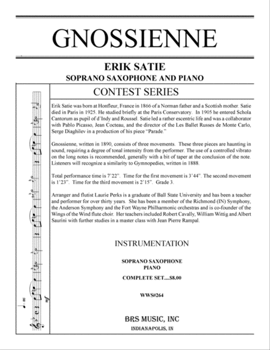 Gnossienne Soprano Saxophone scores gallery preview page 1