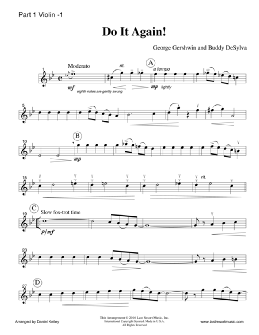 Do It Again for String Trio- Violin, Violin, Cello Small Ensemble scores gallery preview page 4