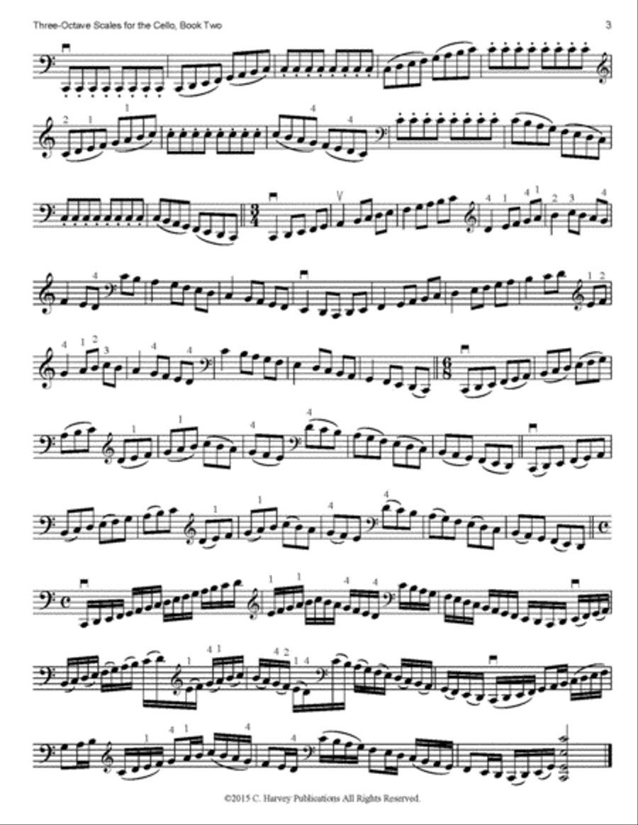 Three-Octave Scales for the Cello, Book Two: Variations 3-Octaves scores gallery preview page 3