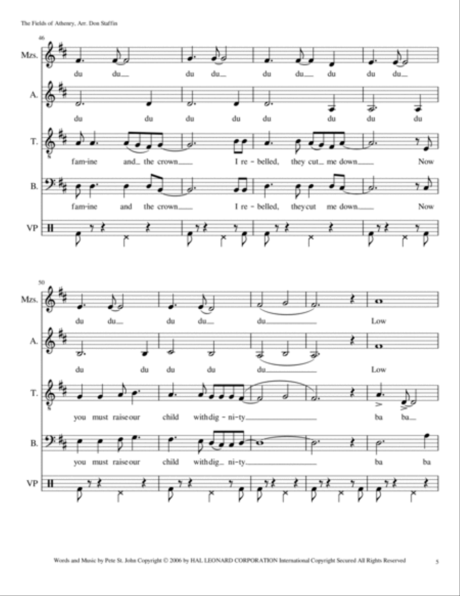 The Fields Of Athenry 4-Part scores gallery preview page 5