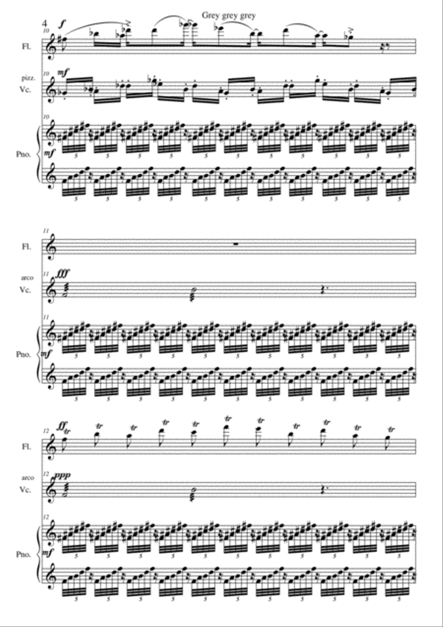 Grey Grey Grey for flute cello and piano from Suite Black White and Grey Flute scores gallery preview page 4