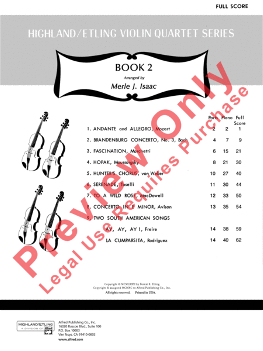 Highland/Etling Violin Quartet Series: Book 2