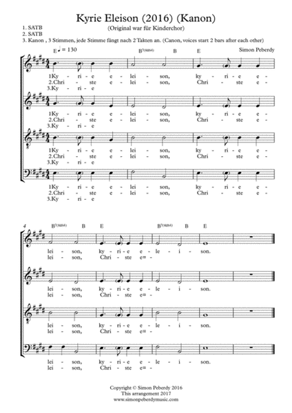 Kyrie Eleison 2016 for SATB choir image number null