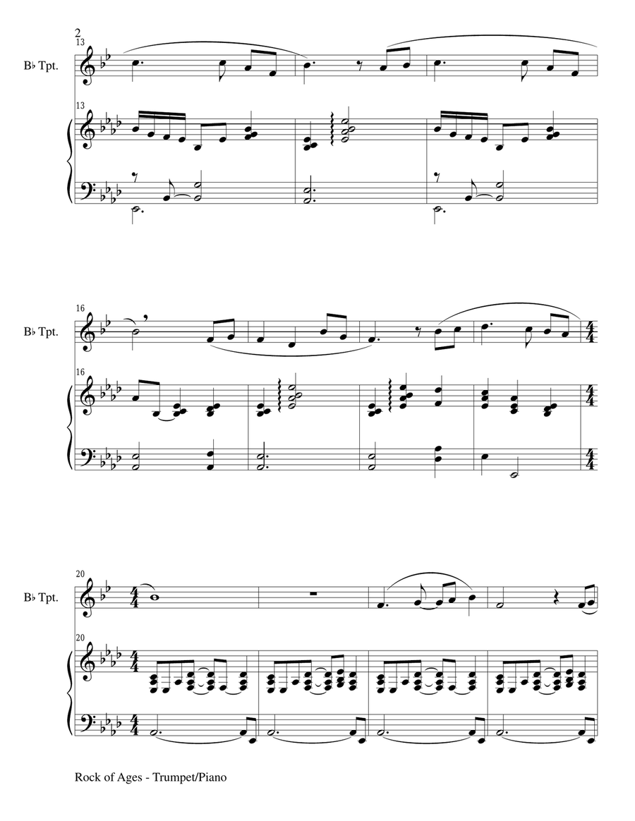ROCK OF AGES (Bb Trumpet/Piano and Trumpet Part) Trumpet Duet scores gallery preview page 2