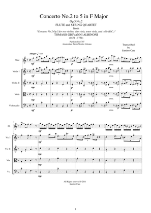 Albinoni - Concerto No.2 to 5 in F major Op.5 for Flute and String Quartet