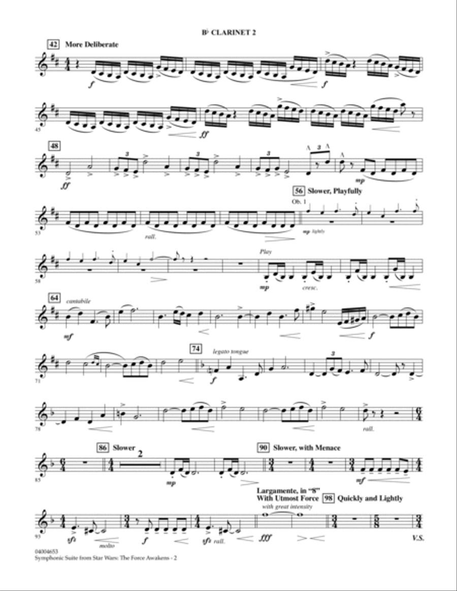 Symphonic Suite from Star Wars: The Force Awakens - Bb Clarinet 2 B-Flat Clarinet scores gallery preview page 2