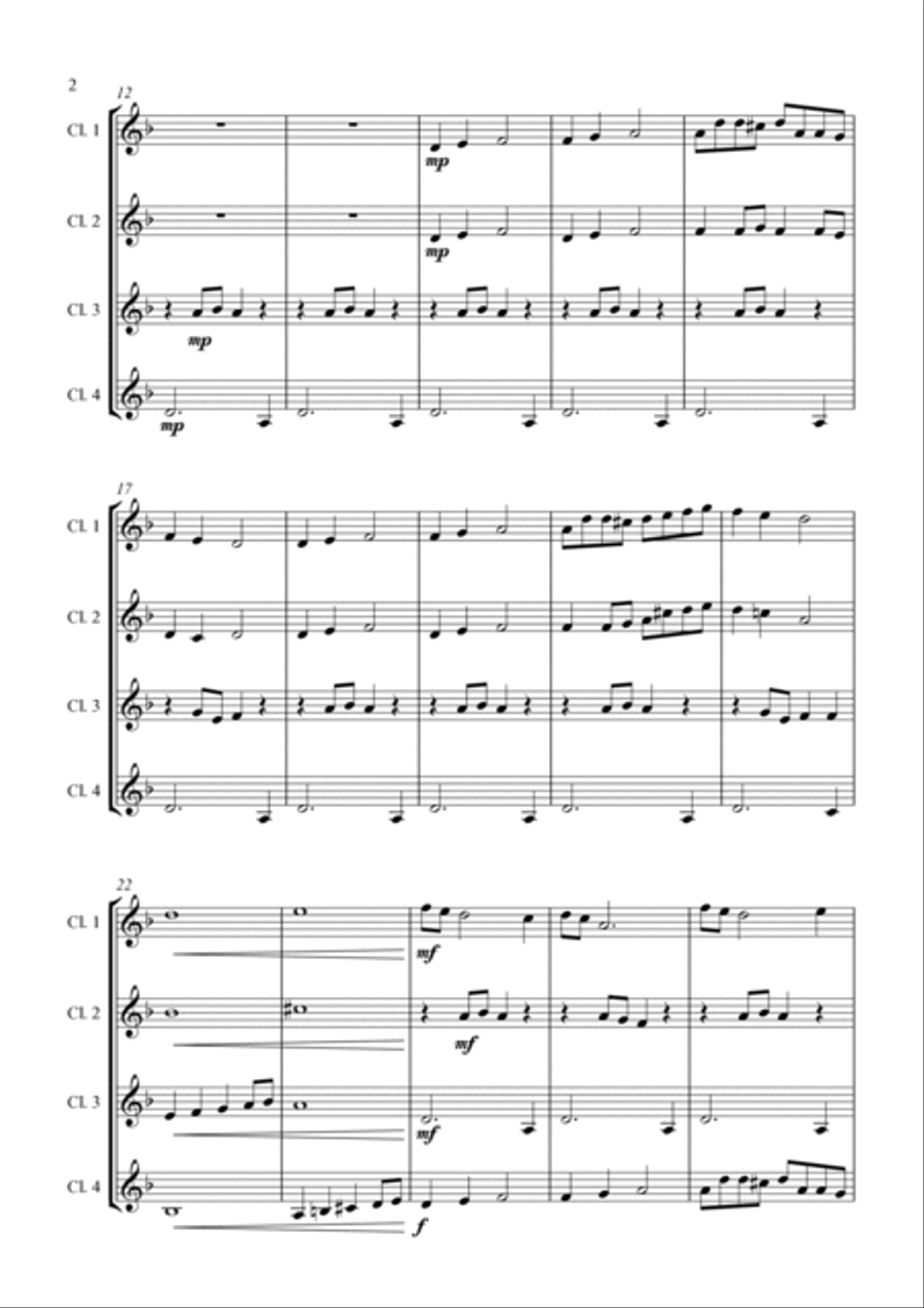 Ah Poor Bird - for Clarinet Quartet Clarinet Quartet scores gallery preview page 6
