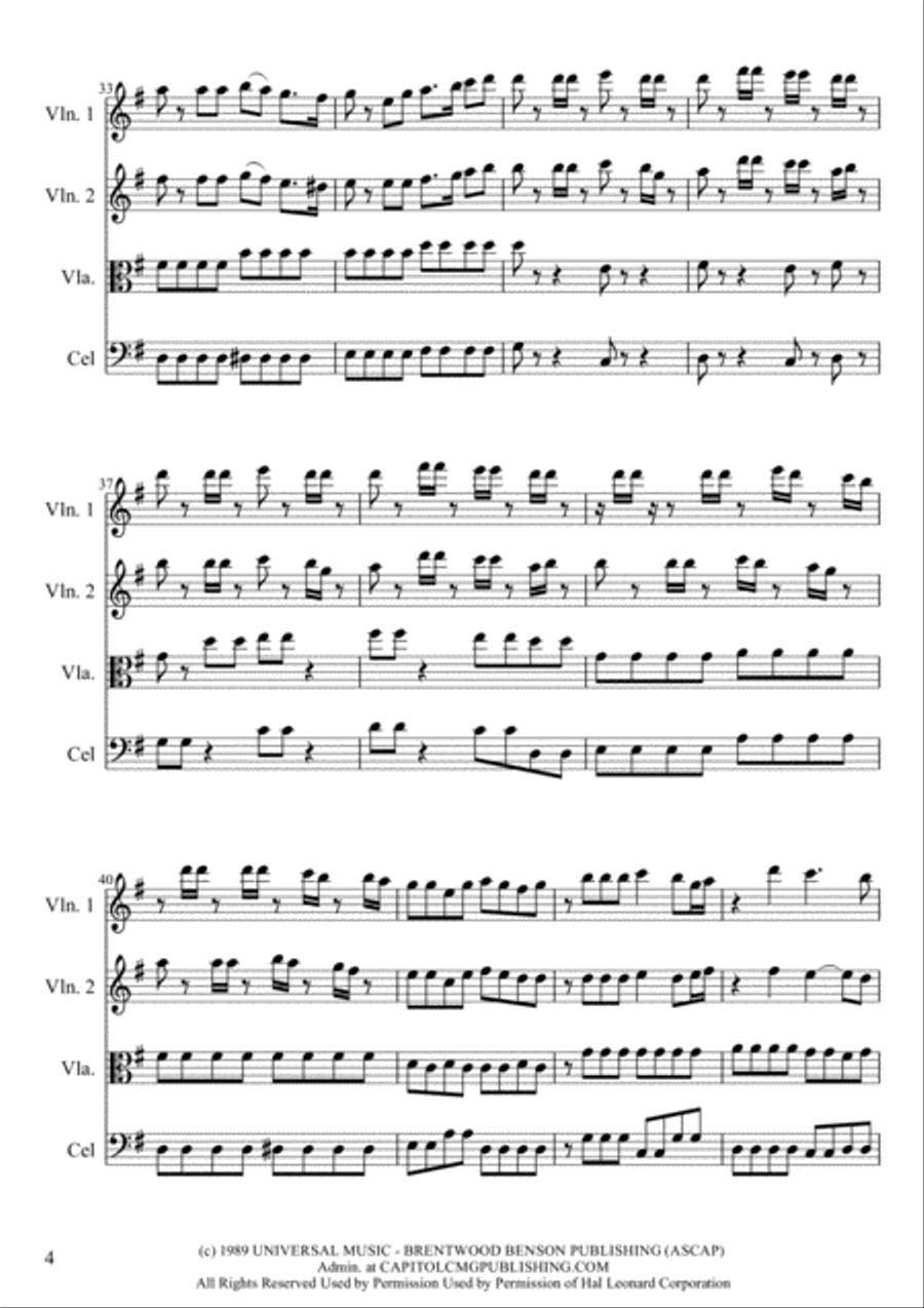 Lord, I Lift Your Name On High String Quartet scores gallery preview page 4