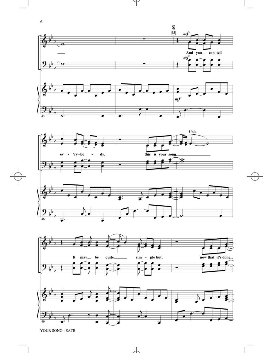 Your Song (arr. Mac Huff) 4-Part scores gallery preview page 5