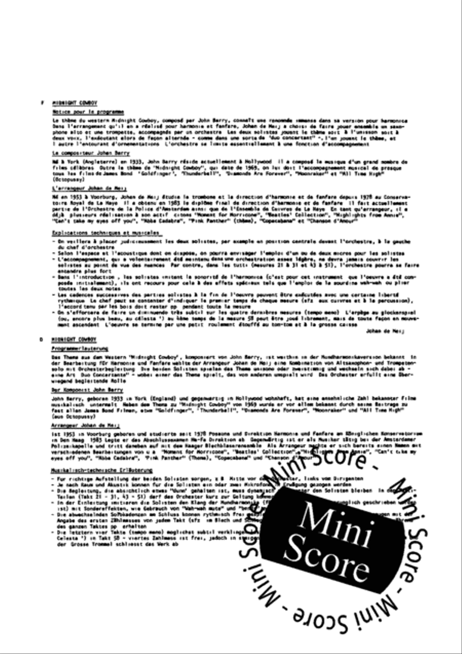Midnight Cowboy Fanfare Band scores gallery preview page 6