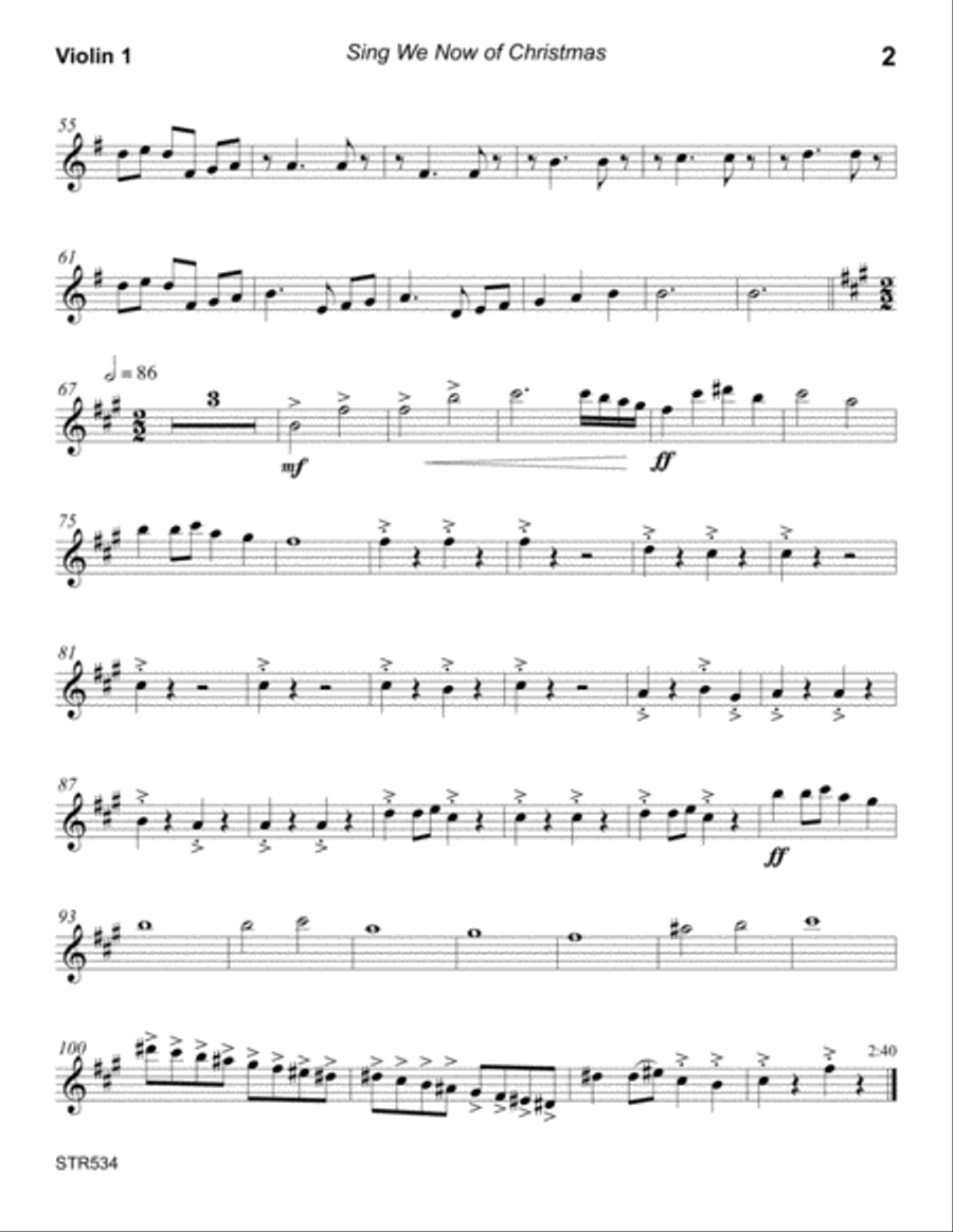 SING WE NOW OF CHRISTMAS arranged for STRING QUARTET (unaccompanied) A Cappella scores gallery preview page 6
