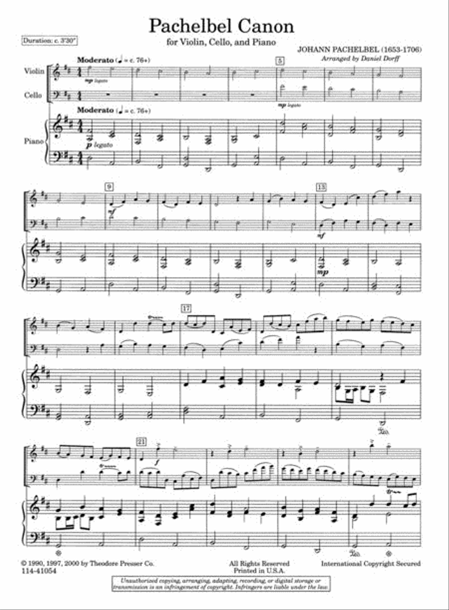 Pachelbel Canon Piano Trio scores gallery preview page 2