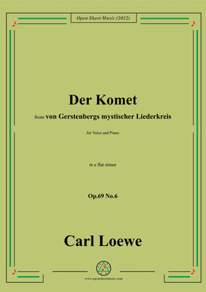 Book cover for Loewe-Der Komet,Op.69 No.6,in e flat minor