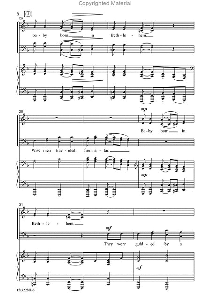 Baby Born in Bethlehem 4-Part scores gallery preview page 6