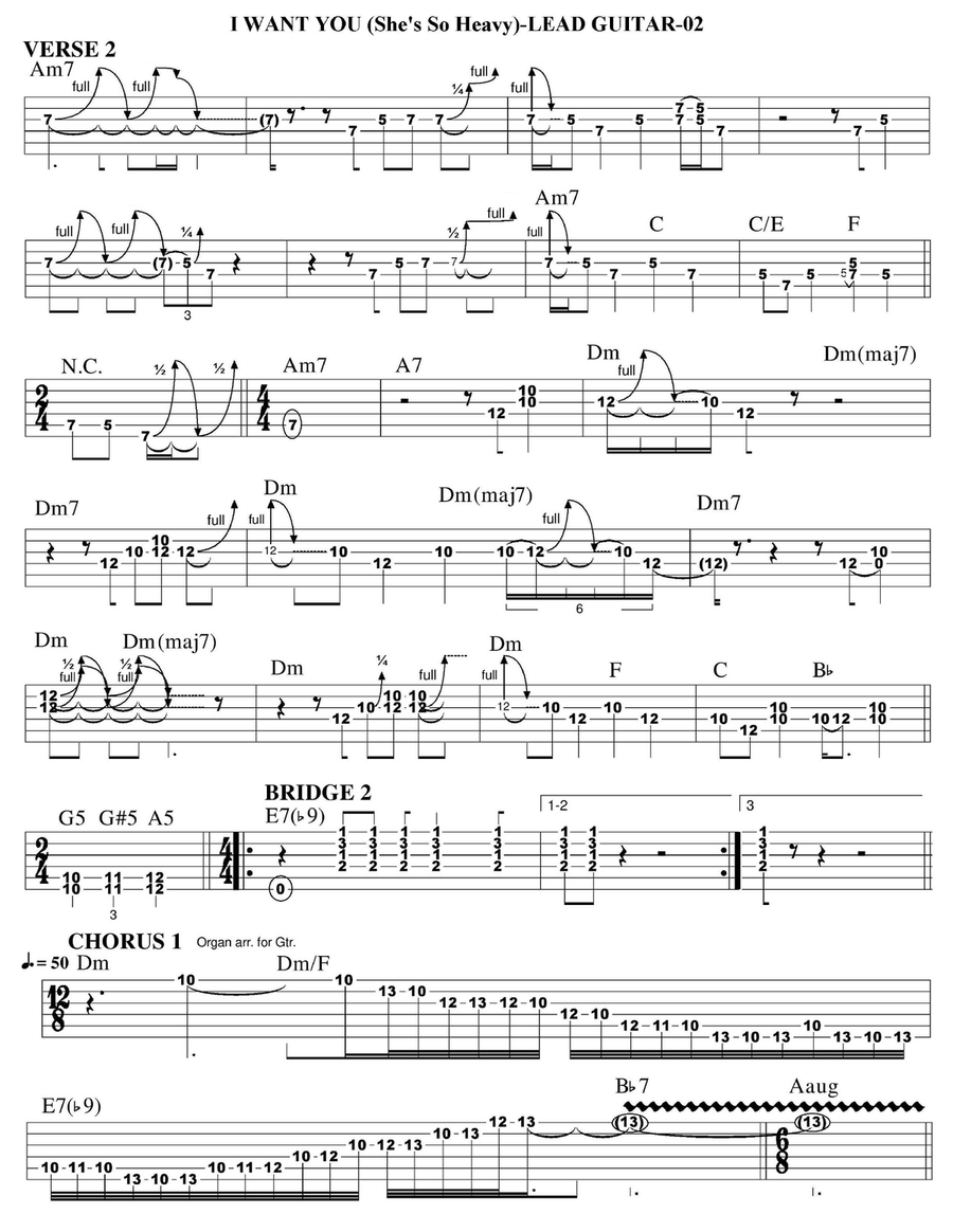 I Want You (she's So Heavy) Guitar Tablature scores gallery preview page 2