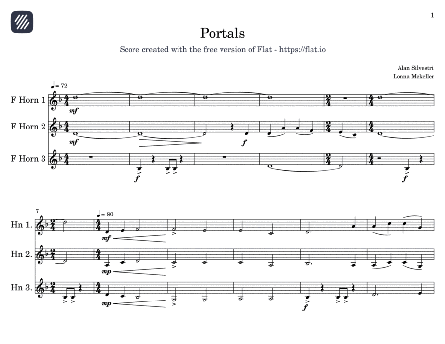 Portal Brass Ensemble scores gallery preview page 1