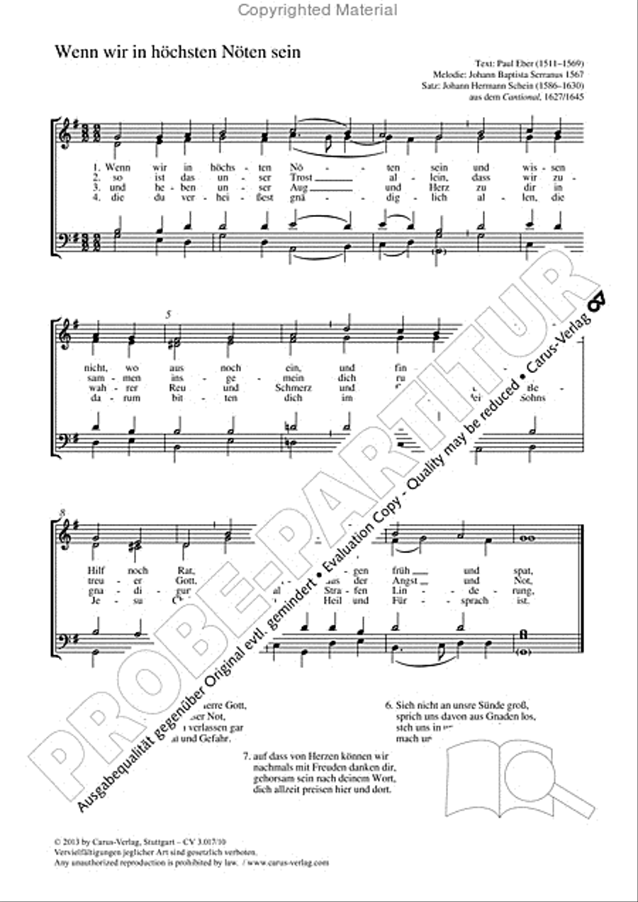When in the hour of utmost need (Wenn wir in hochsten Noten sein) 4-Part scores gallery preview page 2