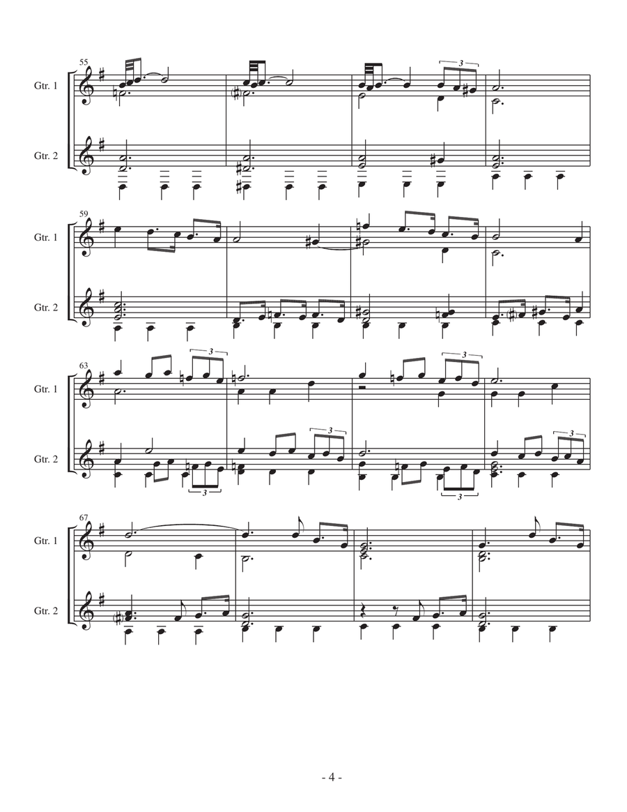 Adagio by Albinoni/Giazotto for classical guitar duo Acoustic Guitar scores gallery preview page 5