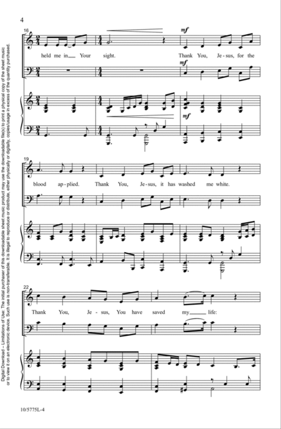 Thank You, Jesus, For the Blood Choir scores gallery preview page 4