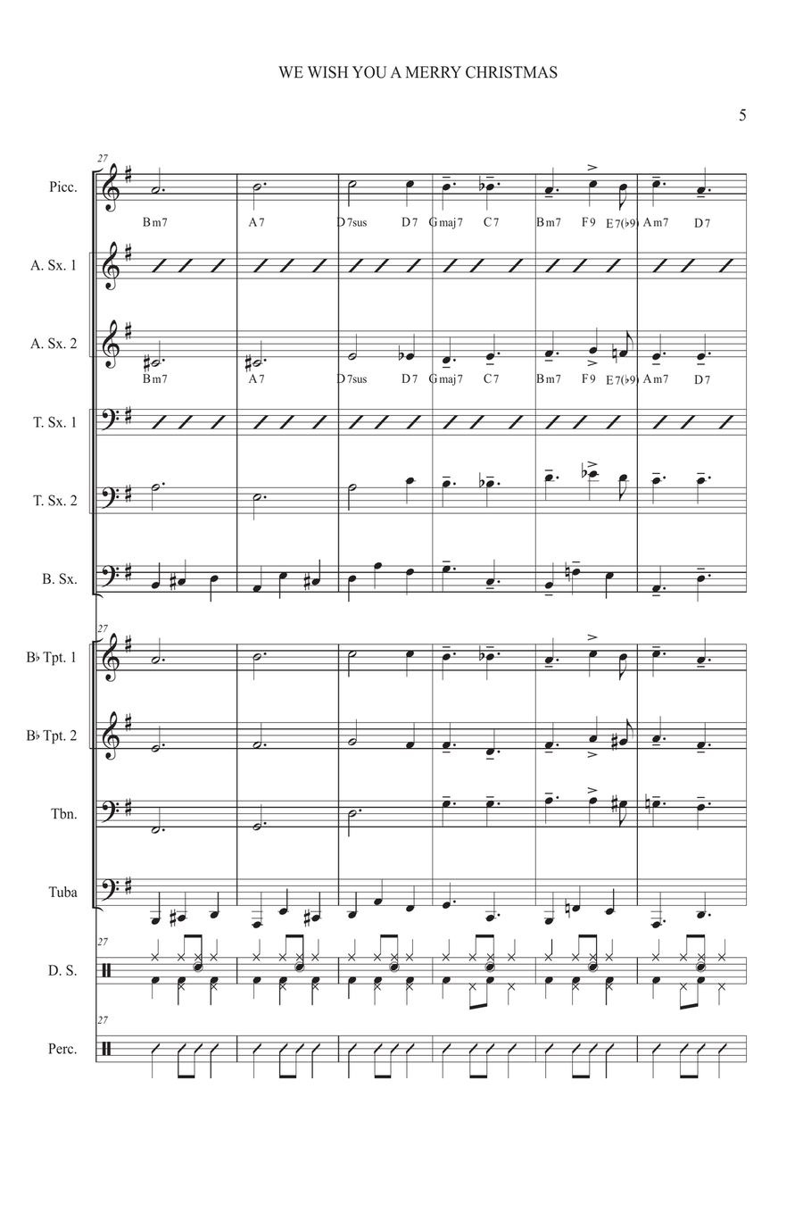 We Wish You a Merry Christmas For Jazz Band Jazz Ensemble scores gallery preview page 5