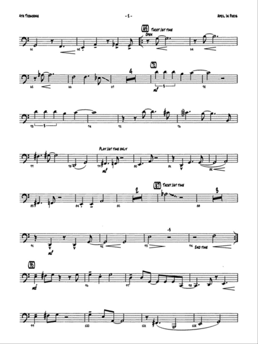 April in Paris: 4th Trombone Jazz Ensemble scores gallery preview page 2