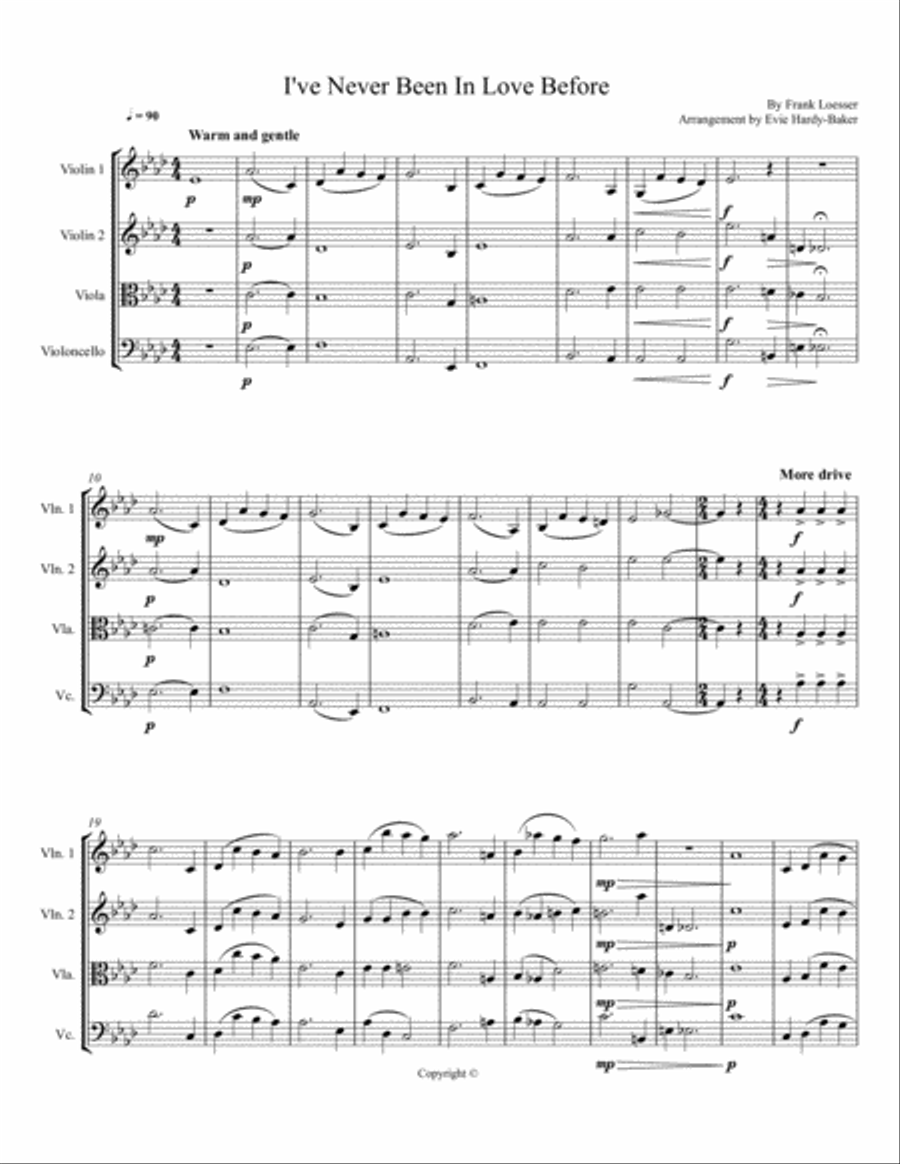 I've Never Been In Love Before String Quartet scores gallery preview page 1