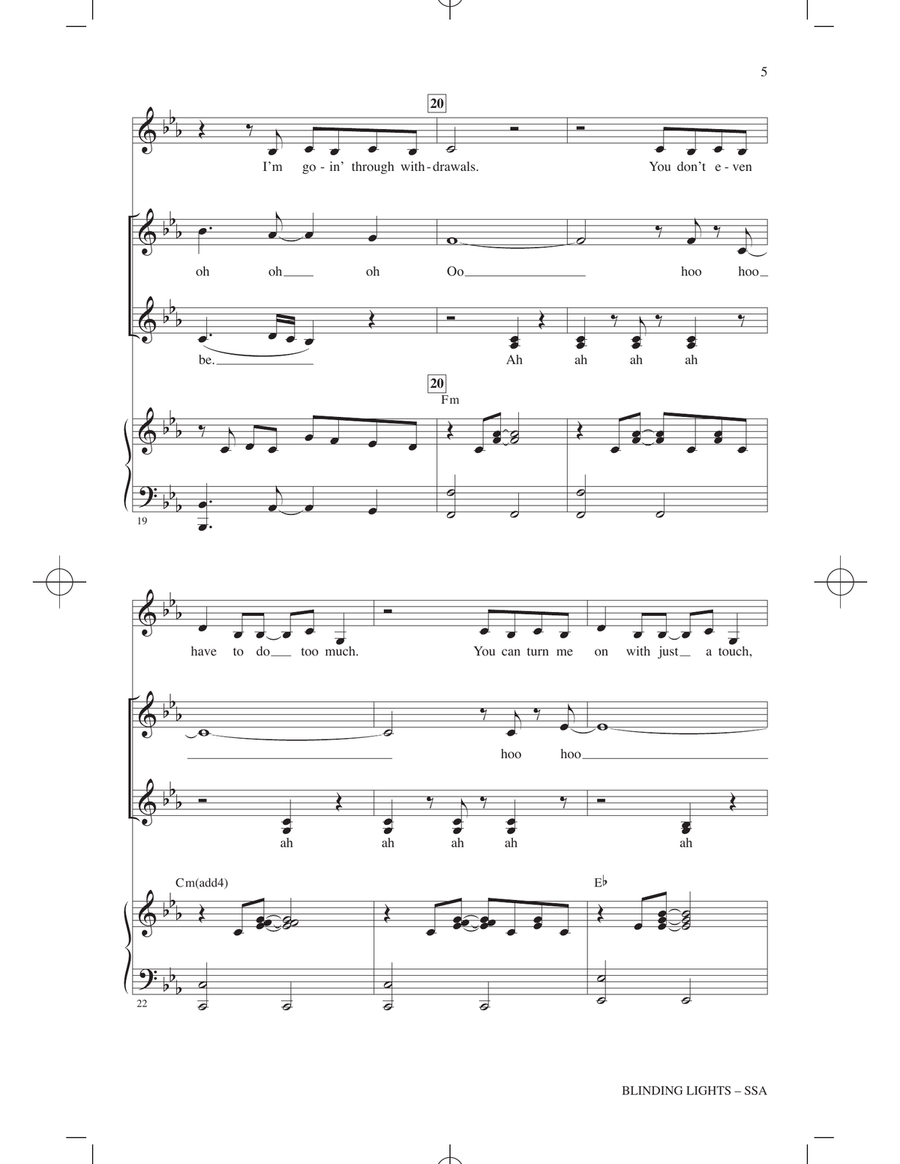 Blinding Lights (arr. Mark Brymer) SSA scores gallery preview page 4