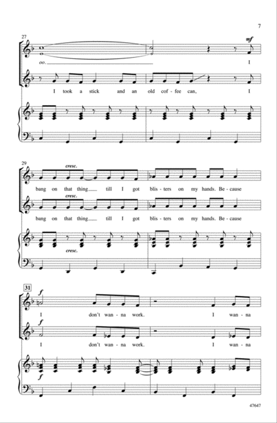 Bang the Drum All Day Choir scores gallery preview page 6