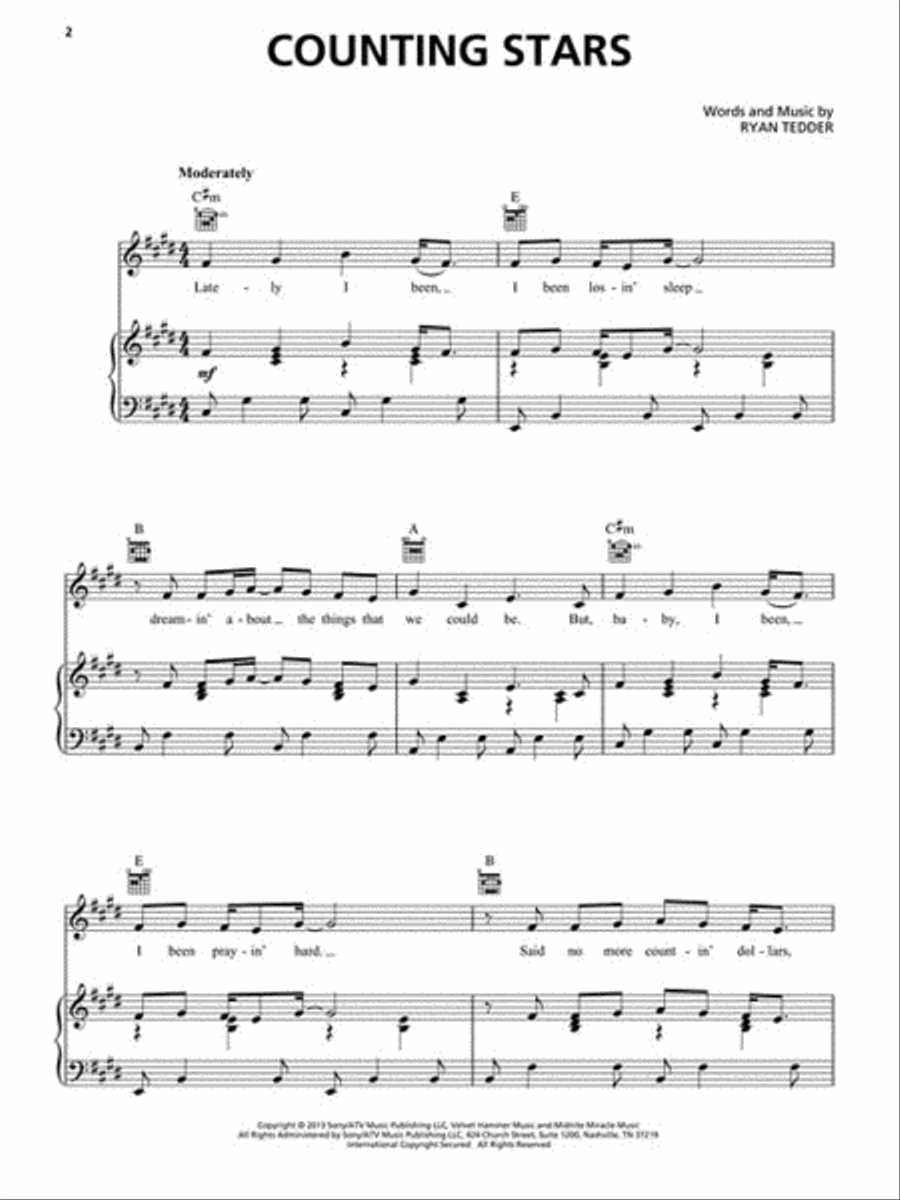 OneRepublic - Native Piano, Vocal, Guitar scores gallery preview page 3