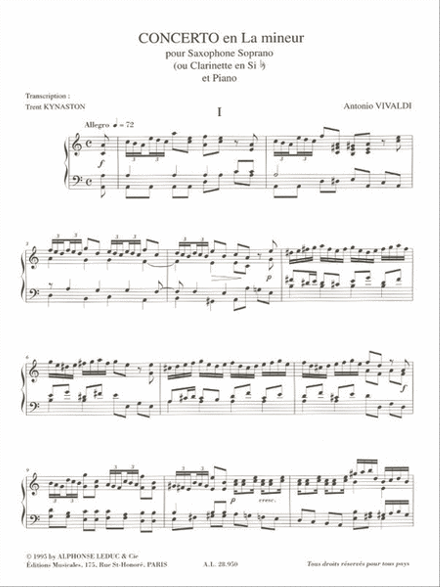 Concerto Fvii/5 Rv461 In A Minor (b Flat Saxophone) Saxophone Solo scores gallery preview page 3