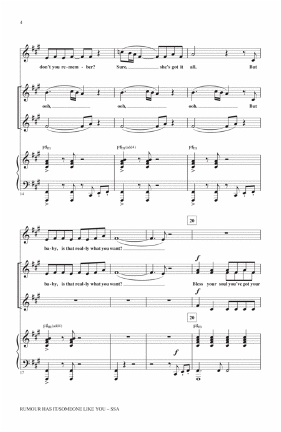 Rumour Has It / Someone Like You SSA scores gallery preview page 3