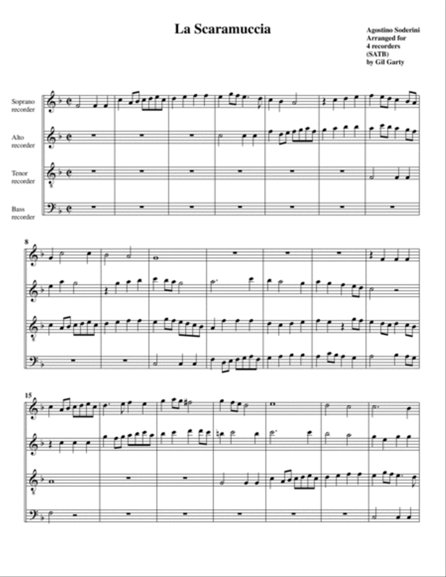 Canzona no.5 "La Scaramuccia" (Arrangement for 4 recorders)