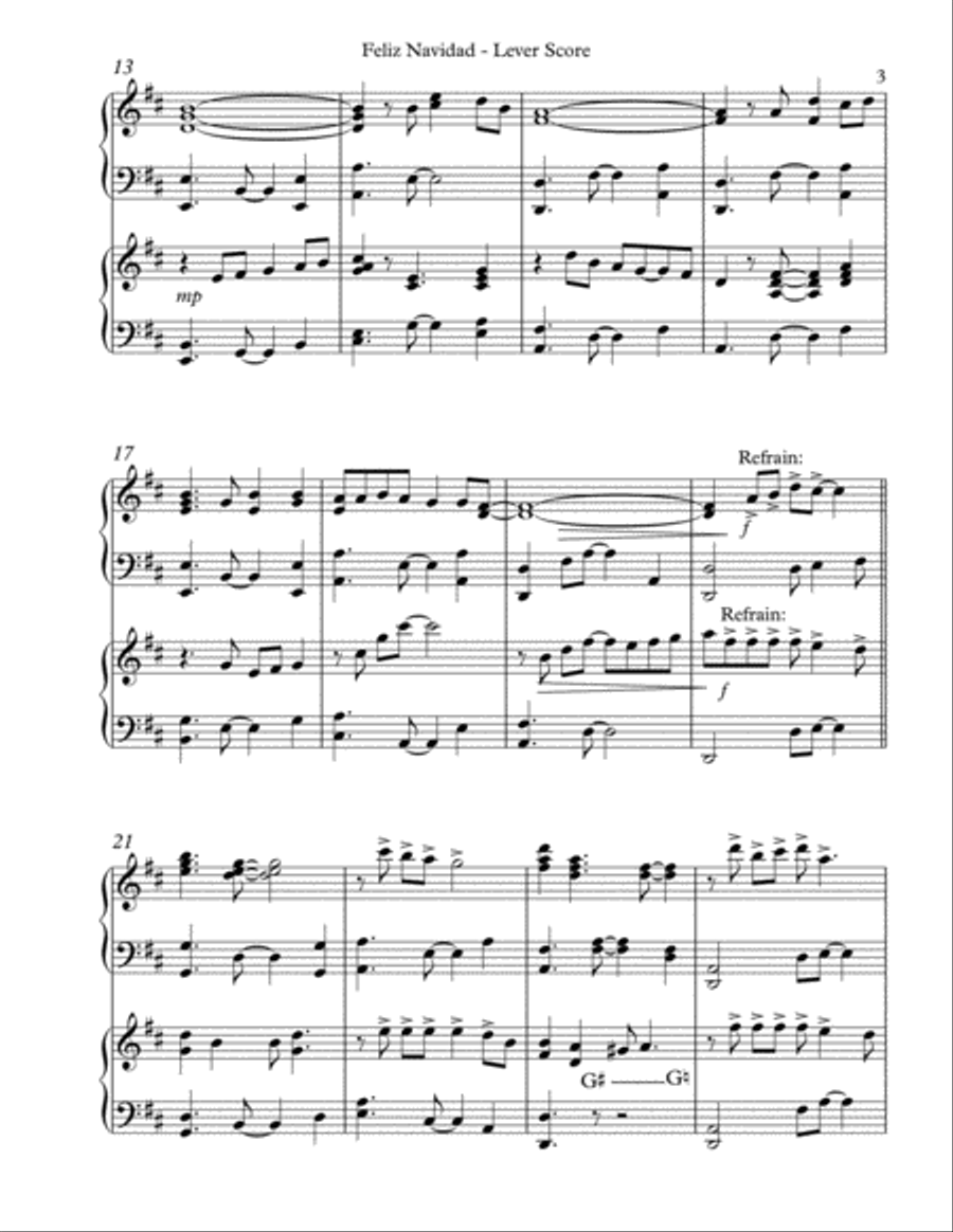 Feliz Navidad Celtic Harp scores gallery preview page 3