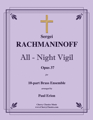 Book cover for All-Night Vigil (Vespers) for 10-part Brass Ensemble