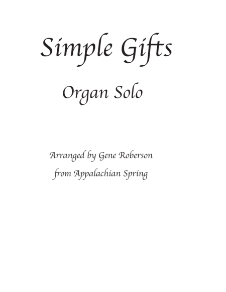 Simple Gifts Advanced organ Solo