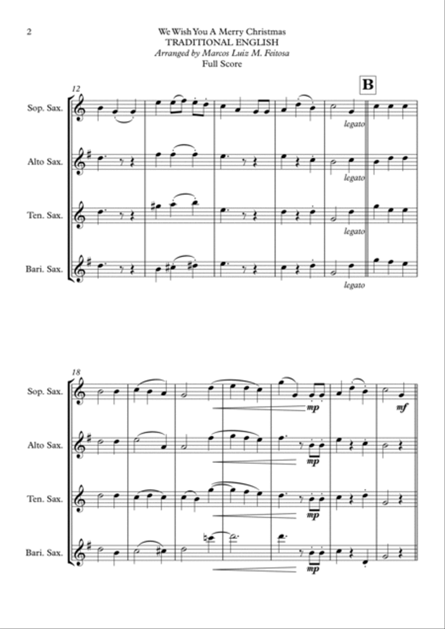 We Wish You A Merry Christmas - Saxophone Quartet (SET 1) Saxophone Quartet scores gallery preview page 4