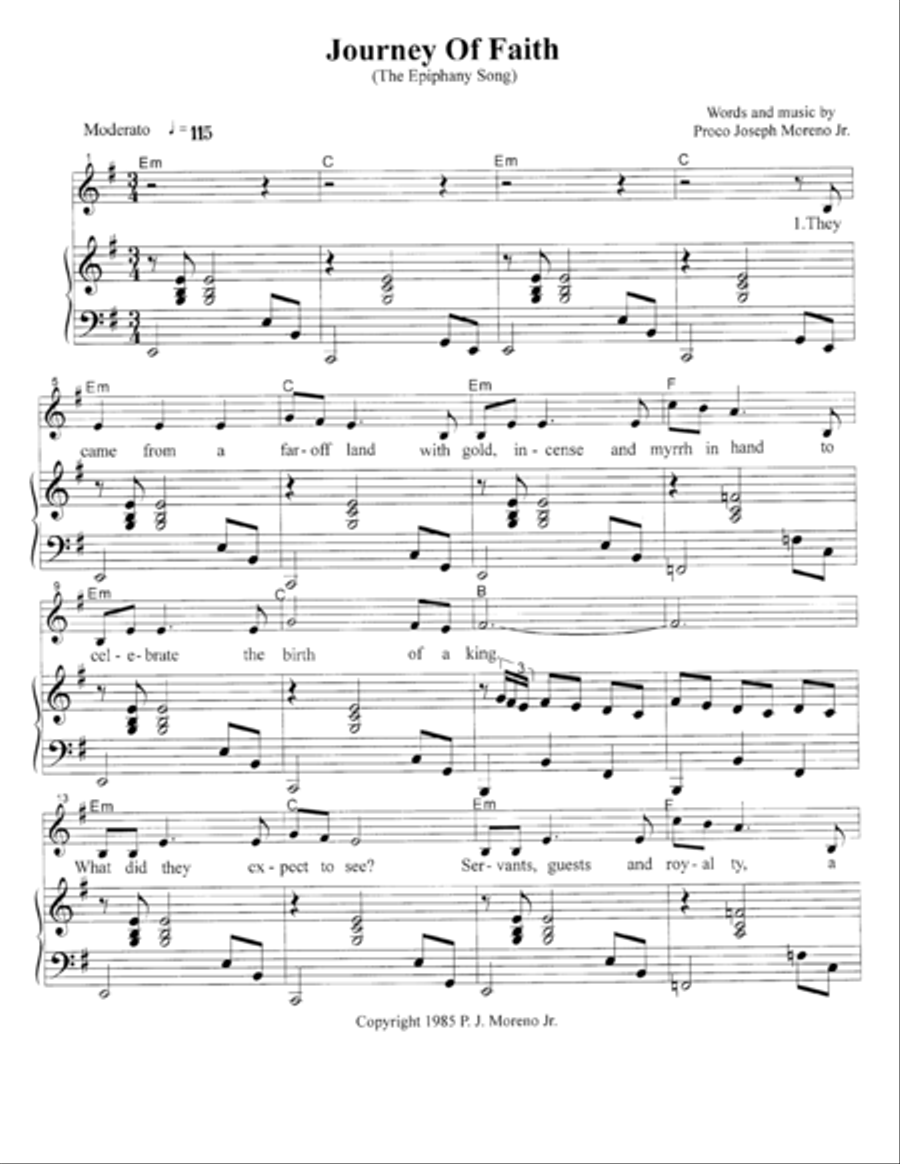 Journey Of Faith (The Epiphany Song) Piano, Vocal, Guitar scores gallery preview page 1