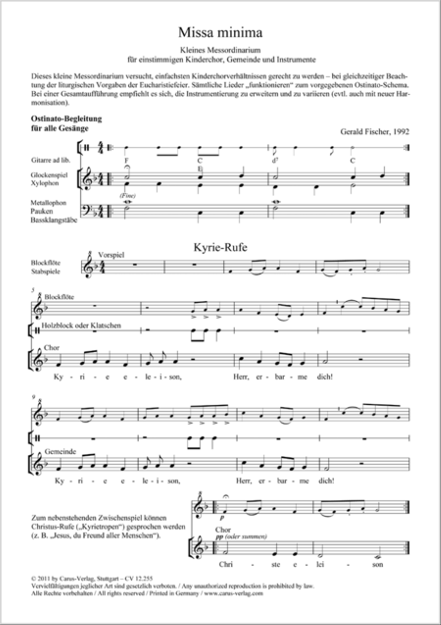 Missa minima Unison Choir scores gallery preview page 7