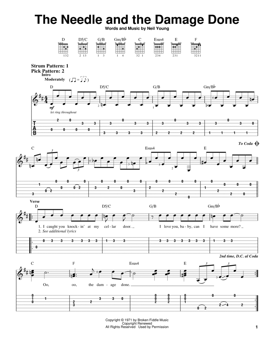 The Needle And The Damage Done Acoustic Guitar scores gallery preview page 1