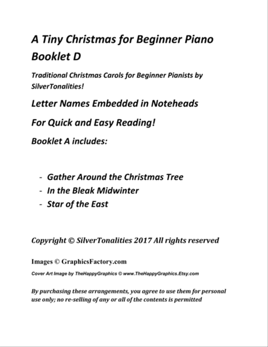 A Tiny Christmas for Beginner Piano Booklet D Easy Piano scores gallery preview page 2