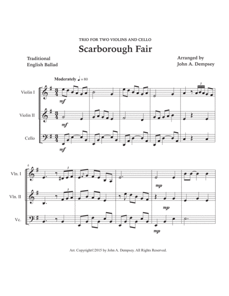 Scarborough Fair (String Trio): Two Violins and Cello image number null
