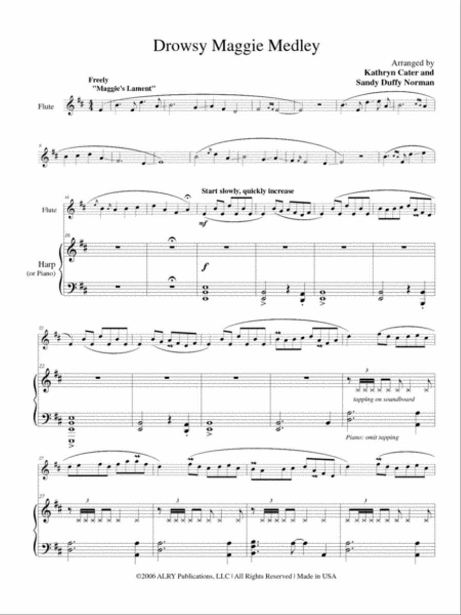 Drowsy Maggie Medley for Flute and Harp Flute scores gallery preview page 2