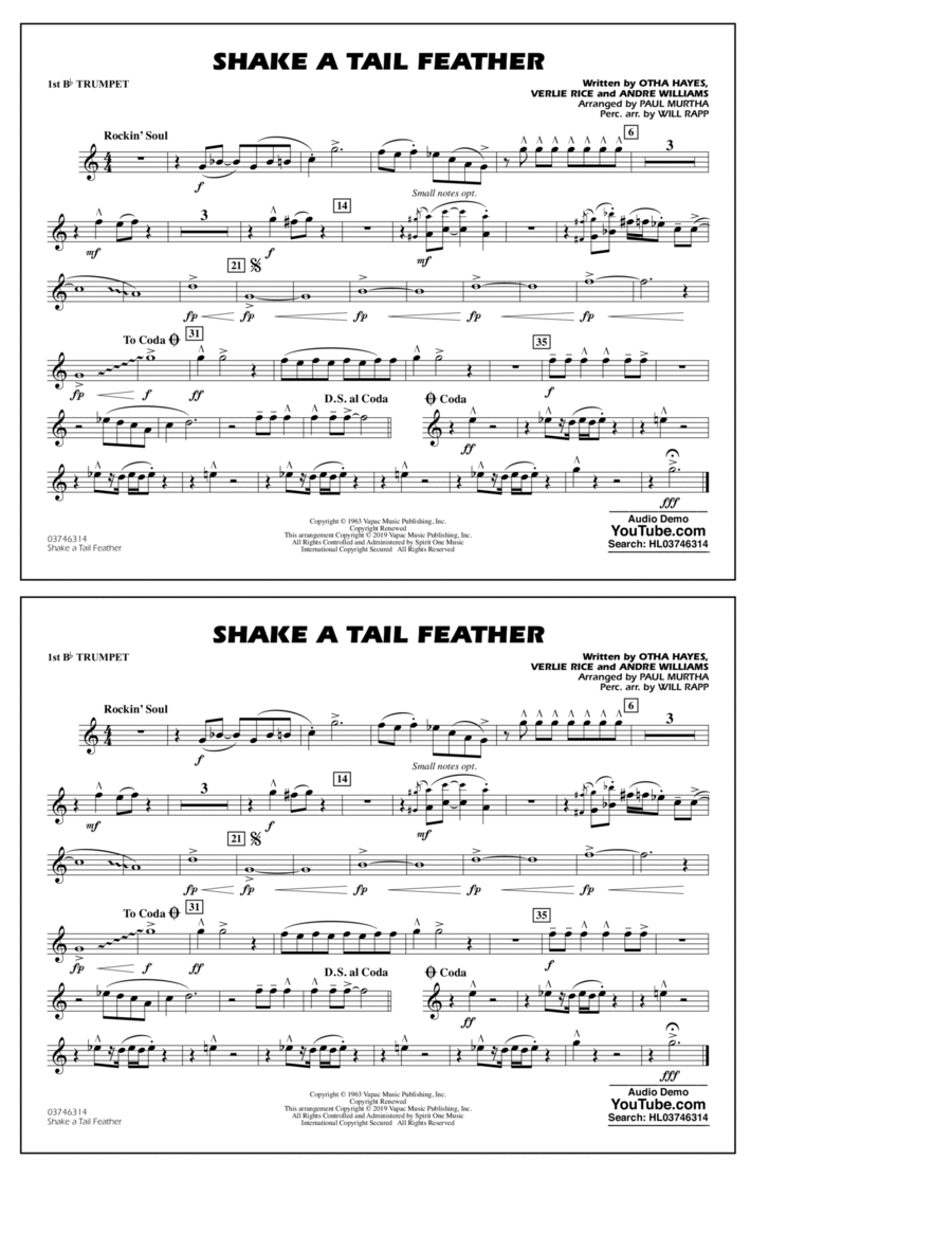 Shake a Tail Feather (arr. Paul Murtha) - 1st Bb Trumpet B-Flat Trumpet scores gallery preview page 1