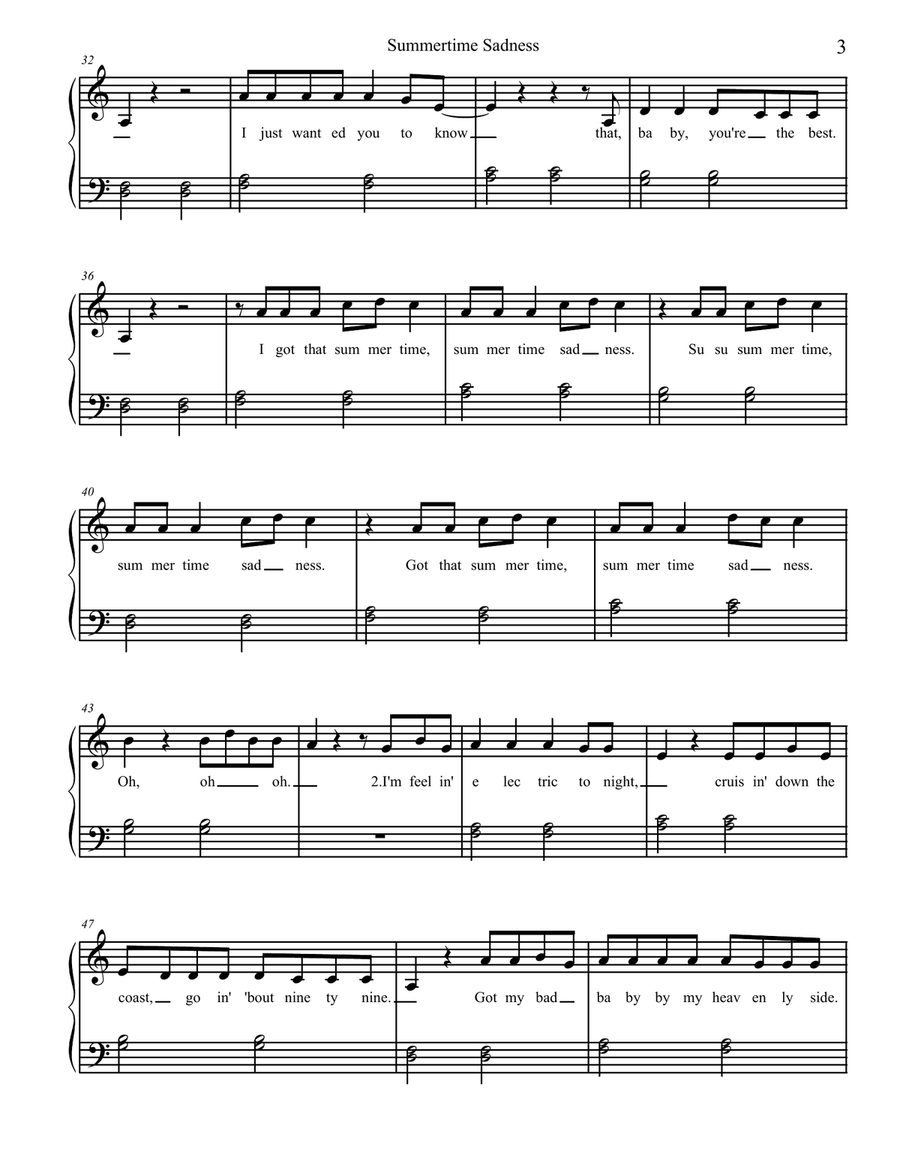 Summertime Sadness Small Ensemble scores gallery preview page 3
