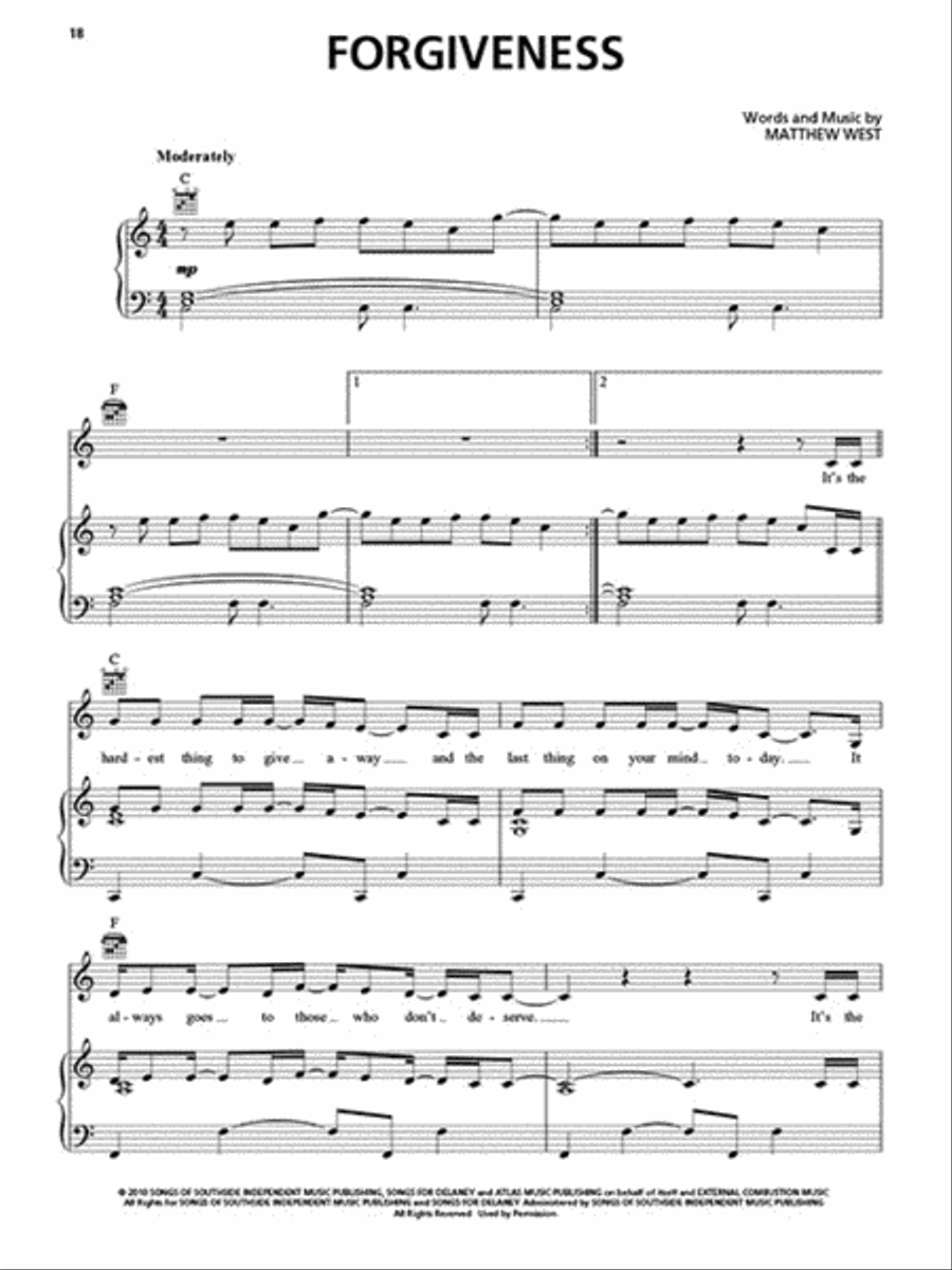 The Best of Matthew West Piano, Vocal, Guitar scores gallery preview page 5