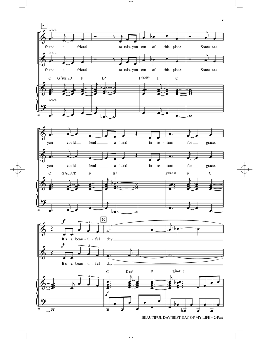 Beautiful Day/Best Day Of My Life (Medley) 2-Part scores gallery preview page 3