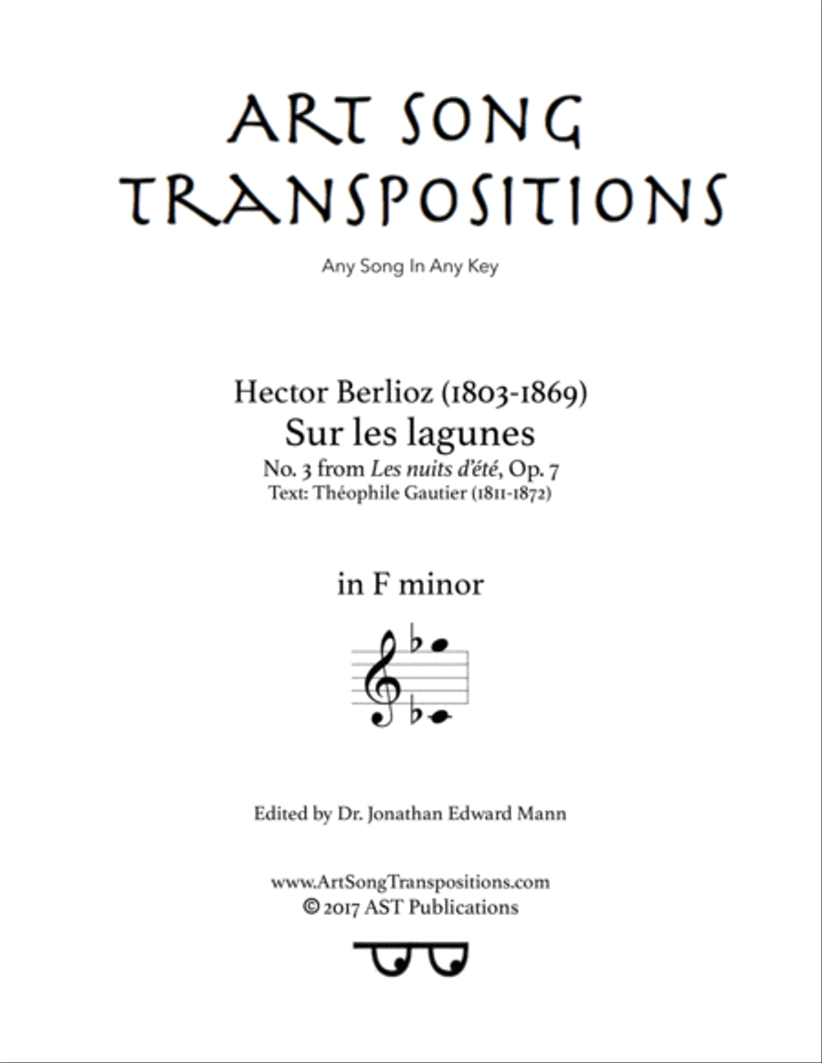 BERLIOZ: Sur les lagunes, Op. 7 no. 3 (transposed to F minor) Voice scores gallery preview page 1