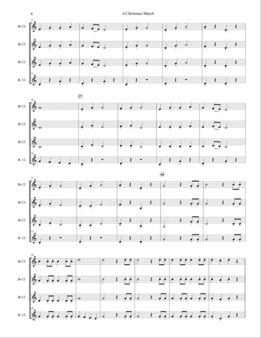 A Christmas March for Clarinet Quartet Clarinet Quartet scores gallery preview page 4
